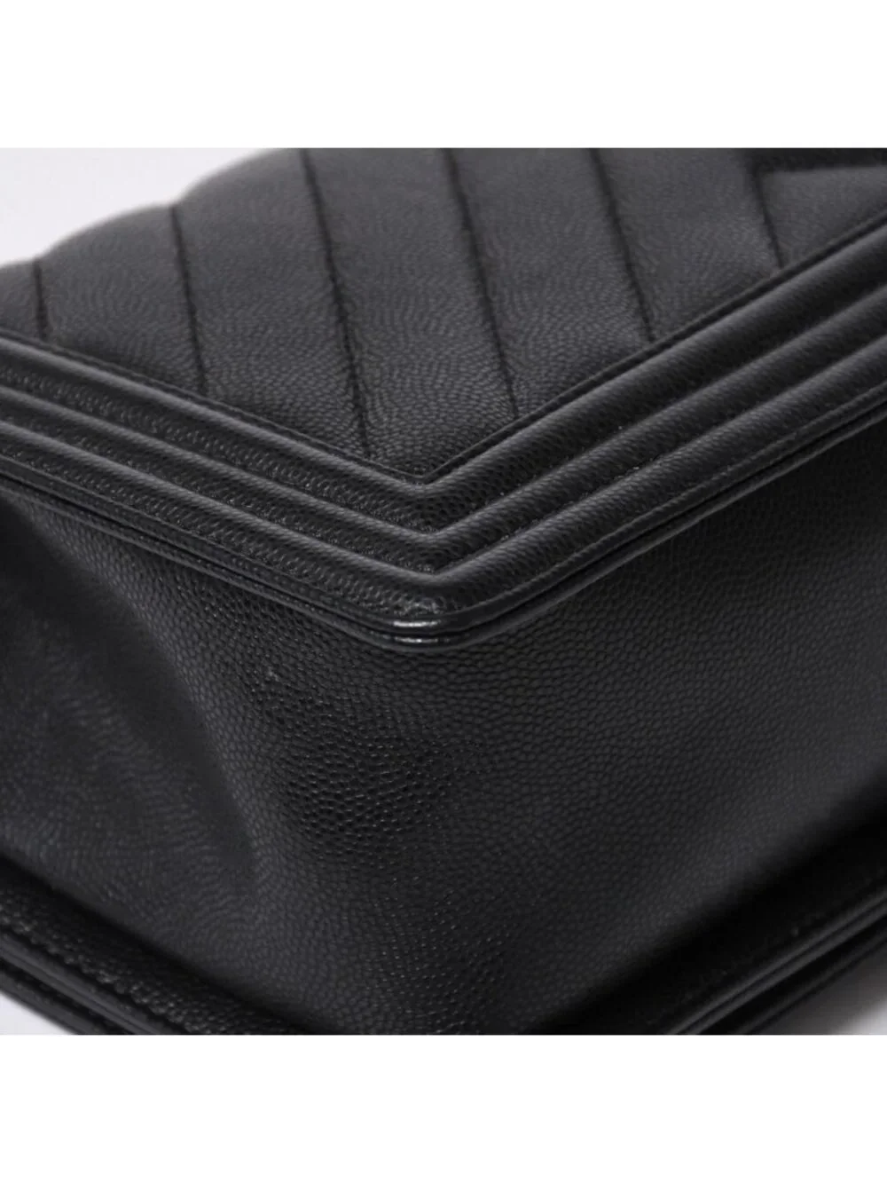 Chanel Boy Chain Shoulder Bag Chevron V-stitch CC Logo Black